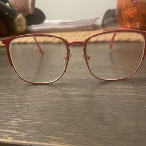 NOS Vintage Nordic Germany Red Metal Eyeglasses Frames 55-18-135-43-48